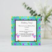 turquoise confetti ANNIVERSAIRE INVITATION (Debout devant)