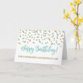 Turquoise Confetti fille en droit Carte d'annivers (Fleur jaune)