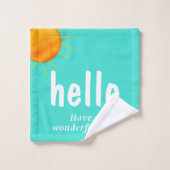 Turquoise Coral Blanc Sunshine Typographie (Gant de toilette)