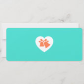 Turquoise & Coral Boarding Pass Wedding Kaart (Achterkant)