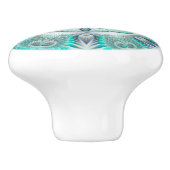 Turquoise Coral Reef Mandala Keramische Knop (Zijkant)