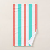 Turquoise Coral White Stripes (Serviette à main)