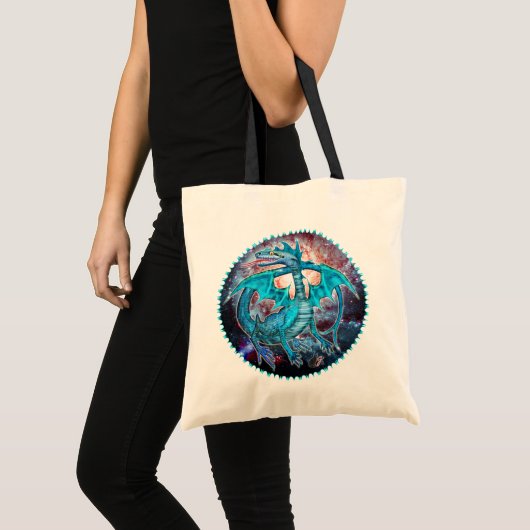 Turquoise Cosmic Dragon Canvas tas (Voorkant (product))
