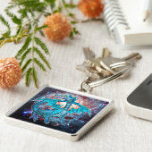 Turquoise Cosmic Dragon Sleutelhanger (Zijkant)