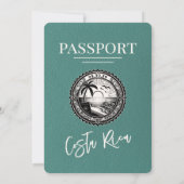 Turquoise Costa Rica Paspoort Huwelijksuitnodiging Kaart (Achterkant)