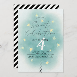 Turquoise Coton Candy Sweet Boy Invitation Anniver