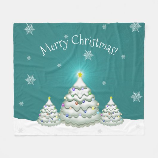 Turquoise couverture d'arbre de Noël enneigé (Devant (Horizontal))