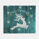 Turquoise couverture de rennes de Noël rustique (Devant (Horizontal))