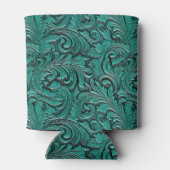 Turquoise cowgirl bloemengereedschap lederen paard blikjeskoeler (Achterkant)