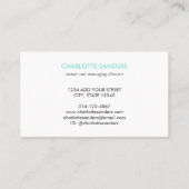 Turquoise craie peinture élégante carte de visite (Dos)