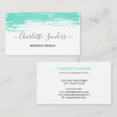 Turquoise craie peinture élégante carte de visite (Devant / Derrière)