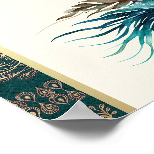 Turquoise Crème Anand Karaj Mariage Affiche de bie (Coin)