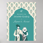 Turquoise Crème Anand Karaj Sikh Affiche de bienve (Devant)
