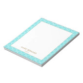 Turquoise Cute Bohemian Pattern Persoonlijke naam Notitieblok (Gedraaid)