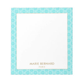 Turquoise Cute Bohemian Pattern Persoonlijke naam Notitieblok