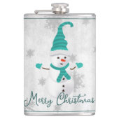 Turquoise Cute Snowman Holiday Flacon (Devant)