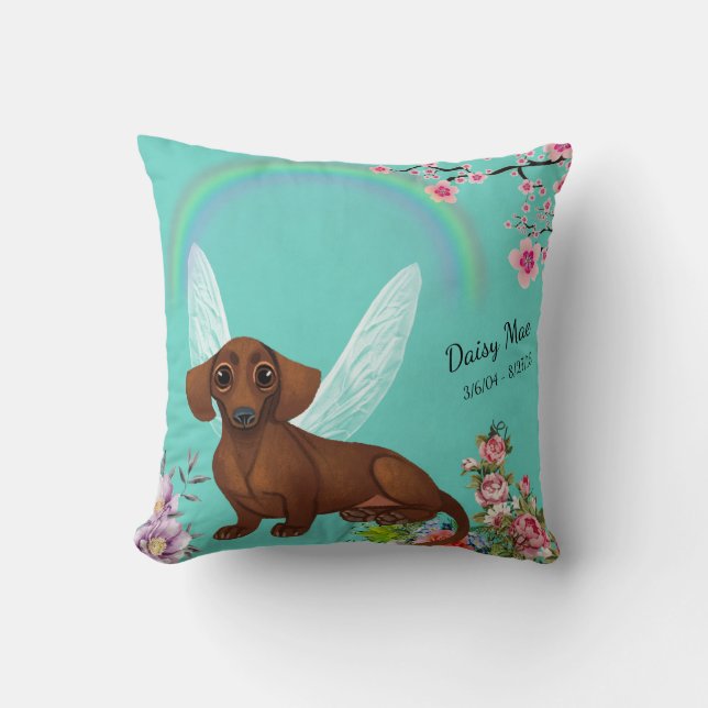 Turquoise Dachshund Coussin d'accent du souvenir (Recto)