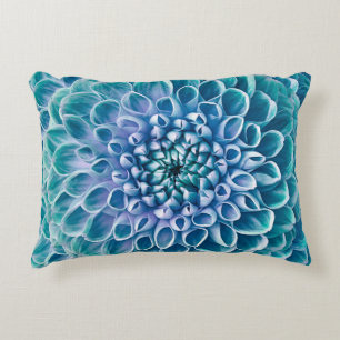 Turquoise Dahlia Bloem Macro achtergrond Accent Kussen