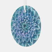 Turquoise Dahlia Bloem Macro achtergrond Glas Ornament (Voorkant links)