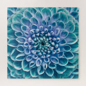 Turquoise Dahlia Bloem Macro achtergrond Legpuzzel (Horizontaal)