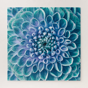 Turquoise Dahlia Bloem Macro achtergrond Legpuzzel