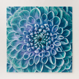 Turquoise Dahlia Bloem Macro achtergrond Legpuzzel