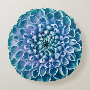 Turquoise Dahlia Bloem Macro achtergrond Rond Kussen
