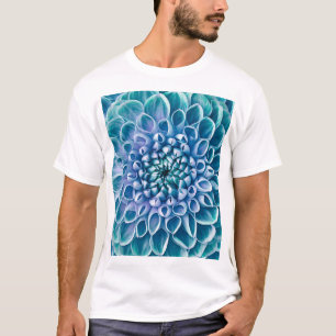 Turquoise Dahlia Bloem Macro achtergrond T-shirt