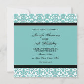 Turquoise Damask 35th Birthday Party Invitations (Dos)