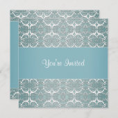 Turquoise Damask All Occasion Modèles Invitations (Devant / Derrière)