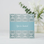 Turquoise Damask All Occasion Modèles Invitations (Debout devant)