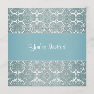 Turquoise Damask All Occasion Modèles Invitations