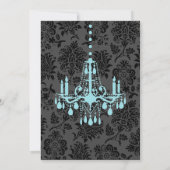 Turquoise Damask Birthday Invitation Kaart (Achterkant)