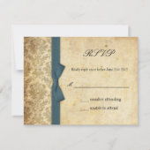Turquoise Damask Bow Wedding RSVP (Devant)