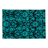 Turquoise Damask Floral Pattern Kussensloop (Achterkant-Rechts)