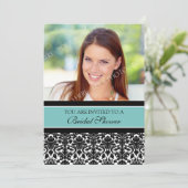 Turquoise Damask Photo Bridal Showeuse Cartes d'in (Debout devant)