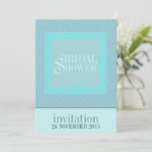 Turquoise Damask Simple Bridal Shower Invitation (Debout devant)