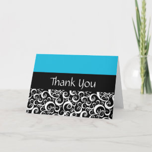 Turquoise Damask Swirls Dank je kaarten