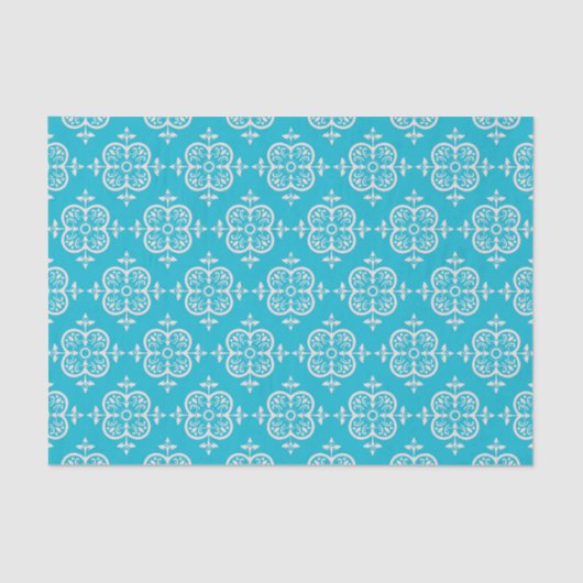 Turquoise Damask Tissuepapier (Voorkant)