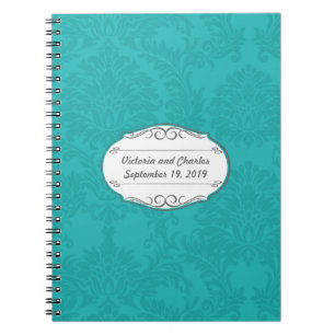 Turquoise Damask Trouwplanning Gastenboek Notitieboek
