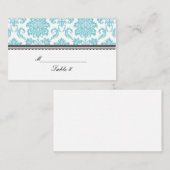 Turquoise Damask Wedding Plaatskaarten Plaatskaartje (Voorkant / Achterkant)