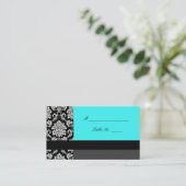 Turquoise Damask Wedding Plaatskaarten Plaatskaartje (Staand voorkant)