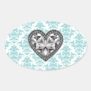 Turquoise Damast Hart Envelope Zegel Feest Favor L