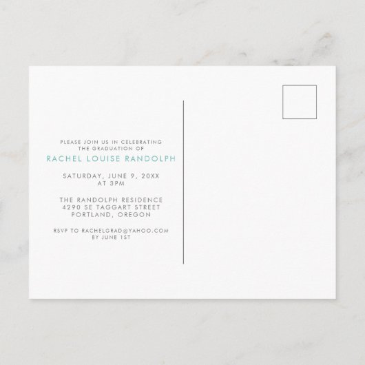 Turquoise dans les étoiles Photo Graduation Carte (Dos)