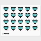 Turquoise de coeurs et autocollants noirs de (Feuille)
