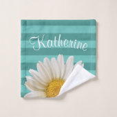 Turquoise de marguerite blanche trié Personnalisé (Gant de toilette)
