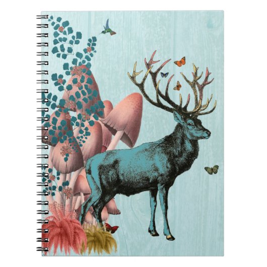 Turquoise Deer in paddenstoel Forest 2 Notitieboek (Voorkant)