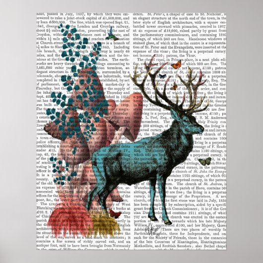 Turquoise Deer in paddenstoelbos Poster (Voorkant)