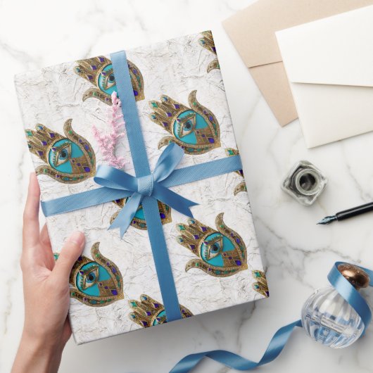 Turquoise Derde Oog Hamsa Cadeaupapier (Geschenken)