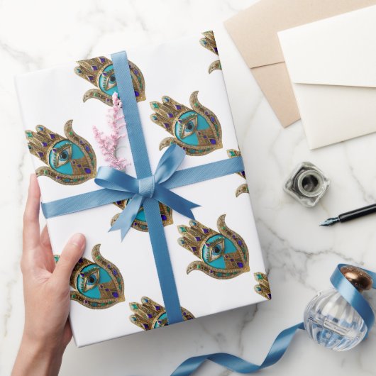 Turquoise Derde Oog Hamsa Cadeaupapier (Geschenken)